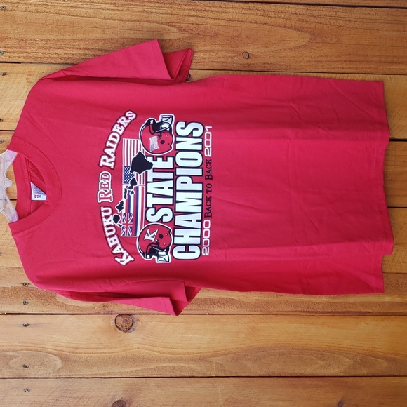 Hanes Other - Kahuku Red Raiders State Champions 2000 Back to Back 2001 Large Red T shirt